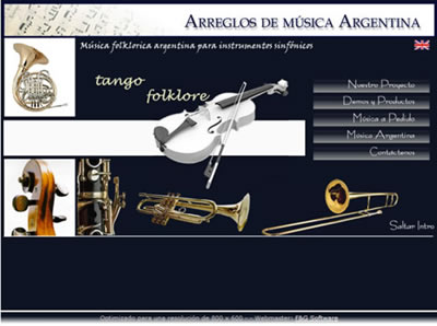 <b>Arreglos Musicales</b> <br/> Sitio web dedicado a la creación de arreglos musicales de música Argentina 